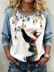 Women's Cat Print Sweatshirts