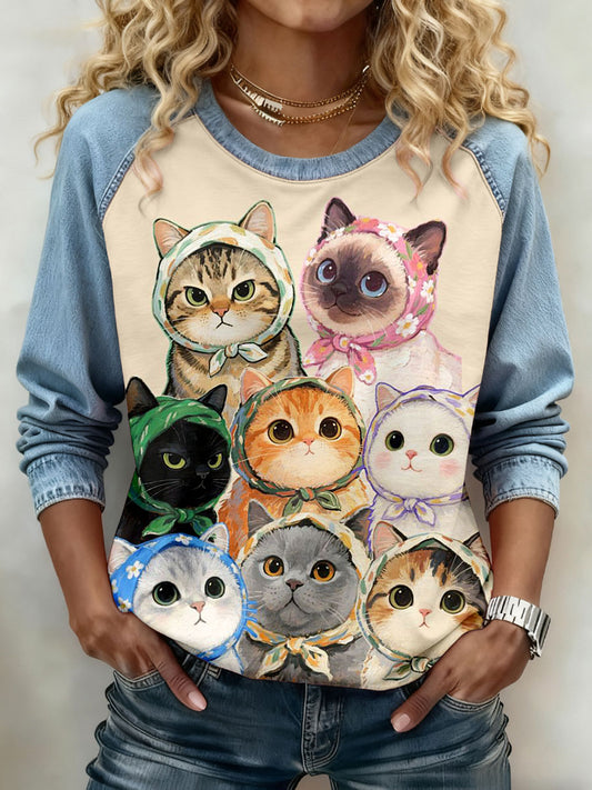 Women's Cats Print Sweatshirts