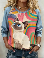 Women's Cat Print Sweatshirts