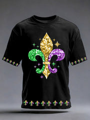 Men's Mardi Gras Fleur De Lis Print Casual Tee