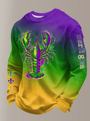 Men's Mardi Gras Crawfish Print Waffle Sweatshirt