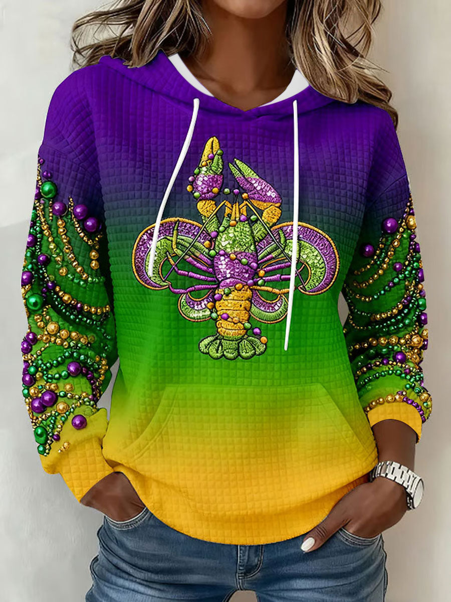 Women's Mardi Gras Print  Hooded Sweatshirt