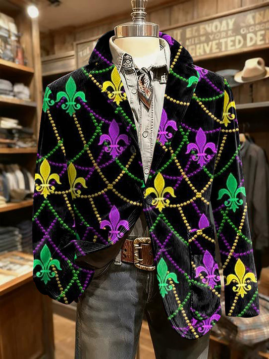 Men's Mardi Gras Fleur De Lis Print Suit