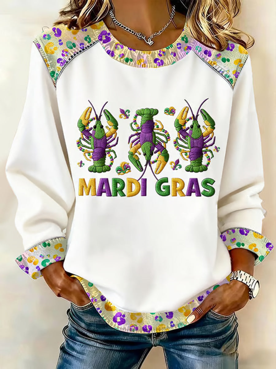 Women's Mardi Gras Print Casual Sweatshirt