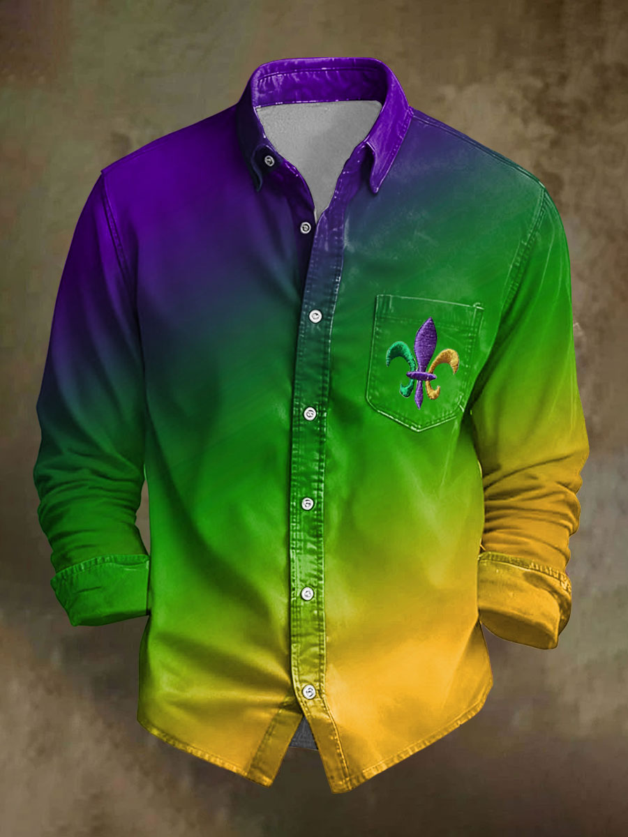 Men's Mardi Gras Printed Casual Shirt