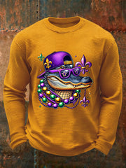 Men's Mardi Gras Waffle Print Casual T-Shirt