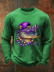 Men's Mardi Gras Waffle Print Casual T-Shirt