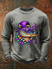 Men's Mardi Gras Waffle Print Casual T-Shirt