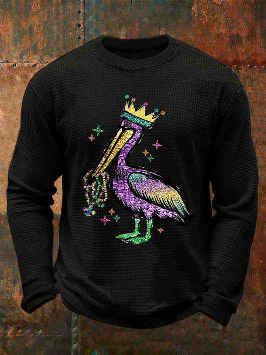 Men's Mardi Gras Waffle Print Casual T-Shirt