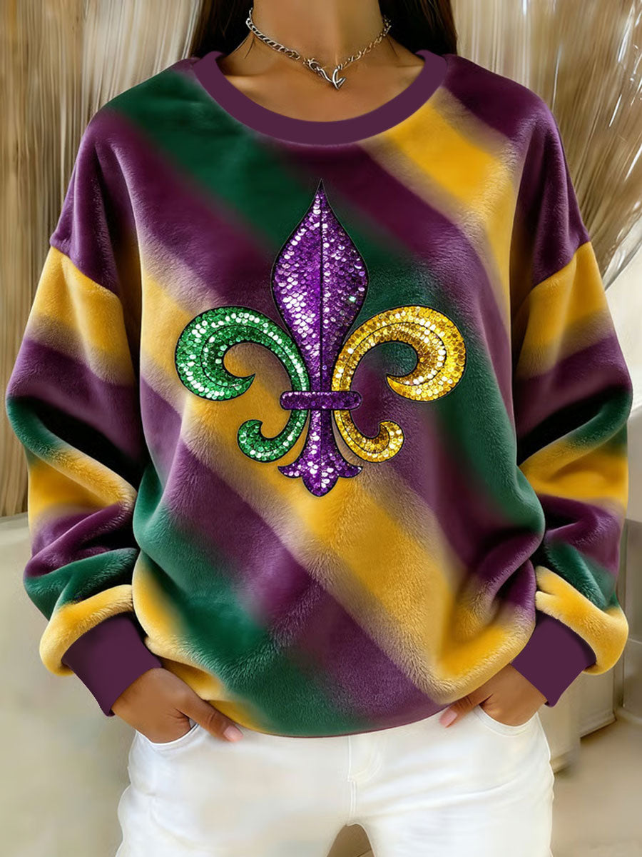 Women's Mardi Gras Art Flannel Sweatshirt
