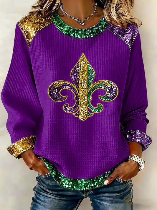 Women's Mardi Gras Print Casual Top