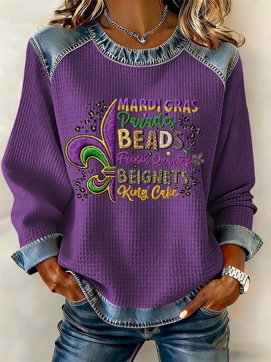 Women's Mardi Gras Print Casual Top