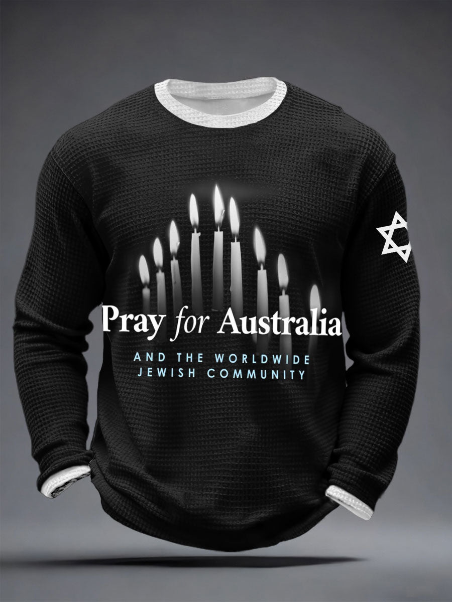 Men's Wear Pray For Australia and the Worldwide Jewish Community Waffle T-Shirts