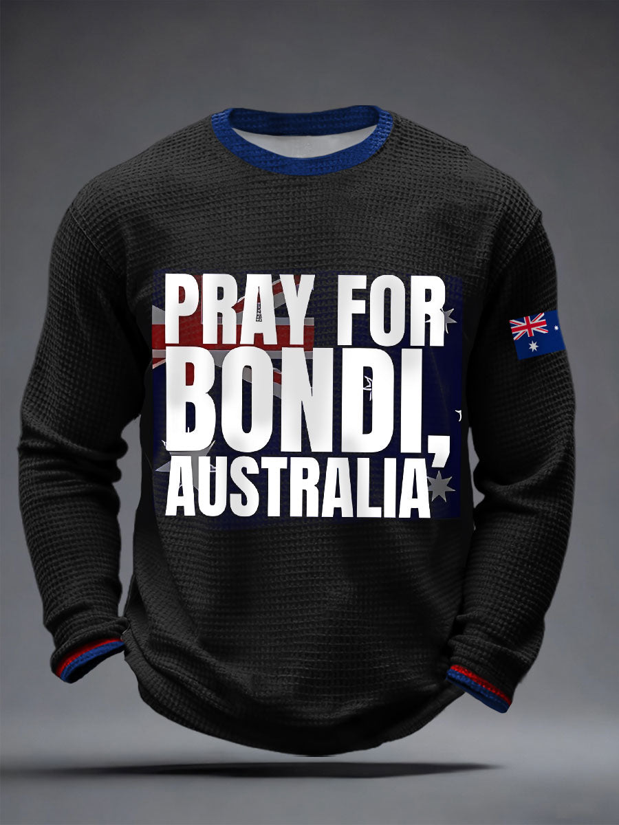 Men's Pray For Bondi, Australia Waffle T-Shirts