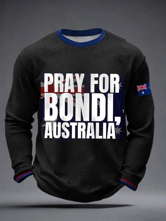 Men's Pray For Bondi, Australia Waffle T-Shirts