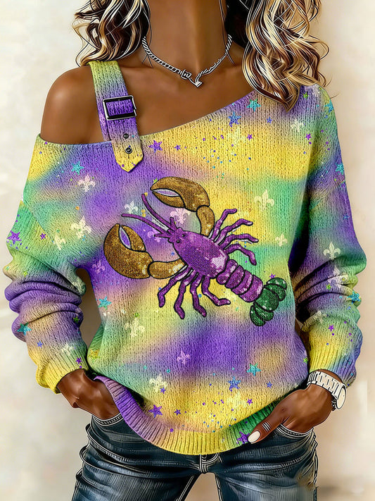 Women's Mardi Gras Print Casual Top