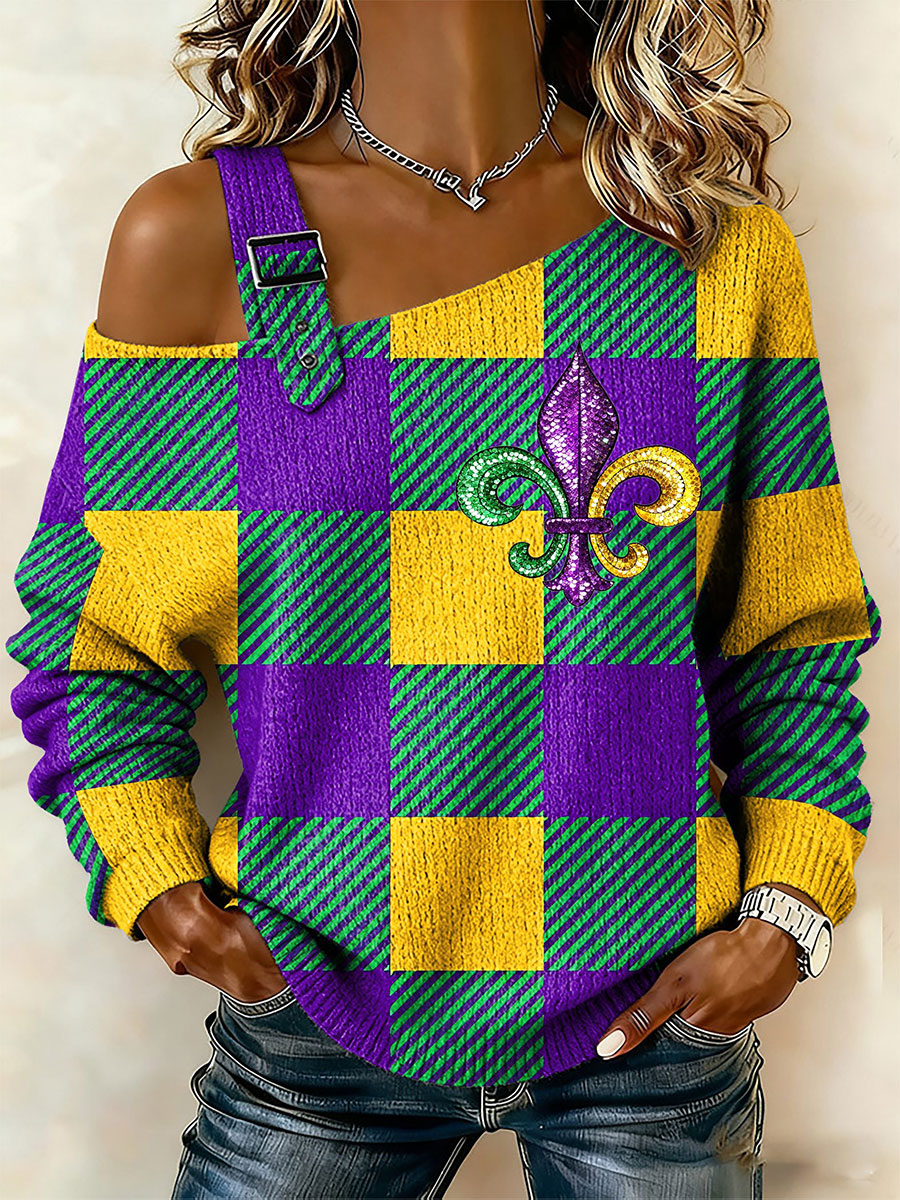 Women's Mardi Gras Print Casual Top