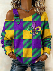 Women's Mardi Gras Print Casual Top