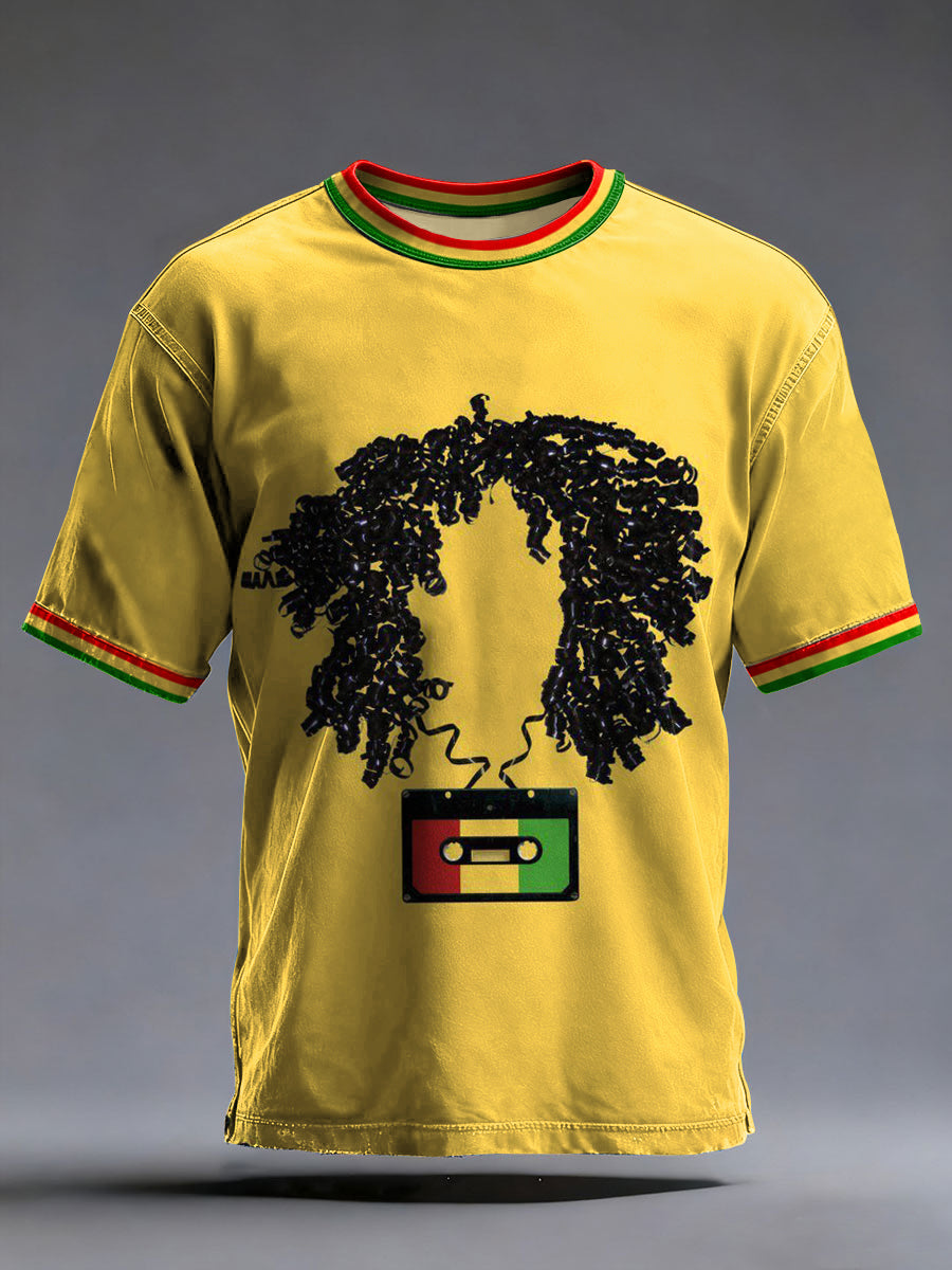 Men's Reggae Music Inspired Print Vintage T-Shirt