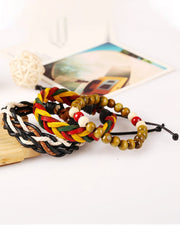 Unisex Jamaican Reggae Leather Braided Bracelet