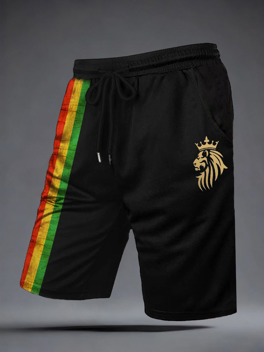 Men's Reggae Music Inspired Print Casual Shorts