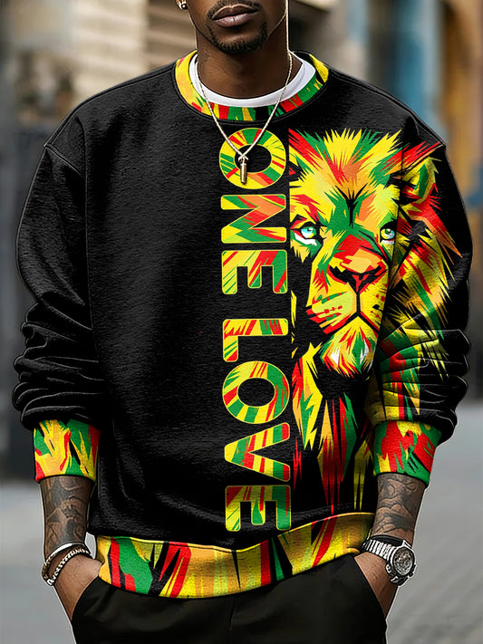 Men's Reggae Music Inspired Lion Print Sweatshirt