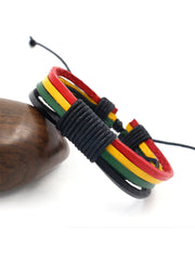 Unisex Jamaican Reggae Leather Woven Bracelet