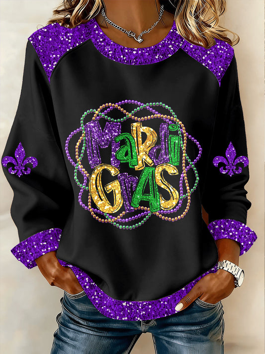 Women's Retro Mardi Gras Print Top