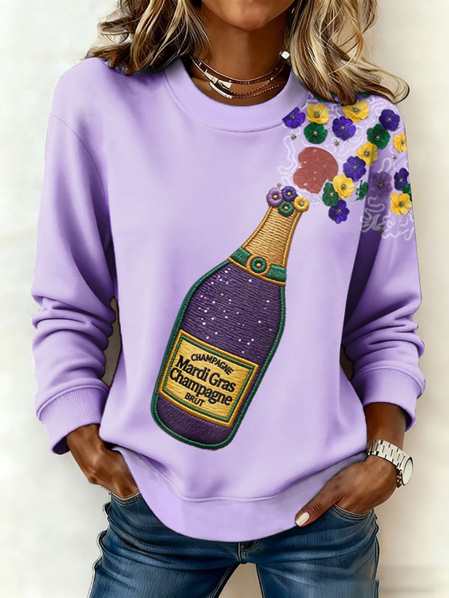 Women's Mardi Gras Print Casual Sweatshirt