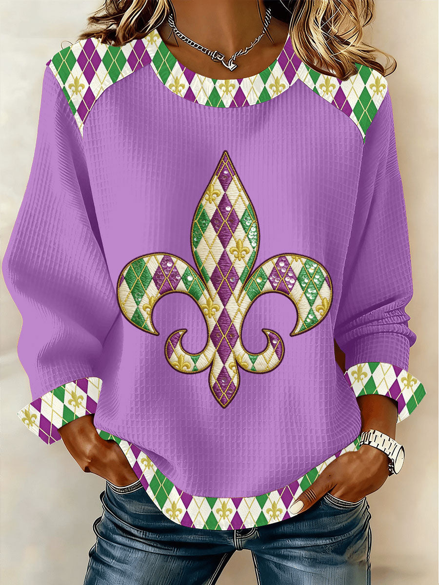 Women's Mardi Gras Print Casual Top