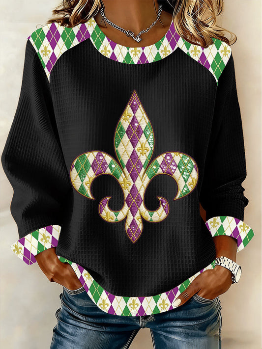 Women's Mardi Gras Print Casual Top