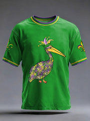 Men's Mardi Gras Pelican Fleur De Lis Print Casual Tee