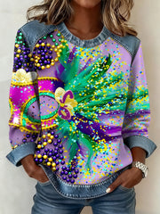 Women's Mardi Gras Pattern Patchwork Art Sweatshirt