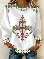 Women's Mardi Gras Print Casual Top