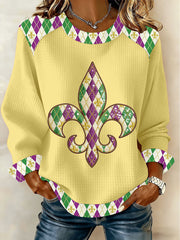 Women's Mardi Gras Print Casual Top