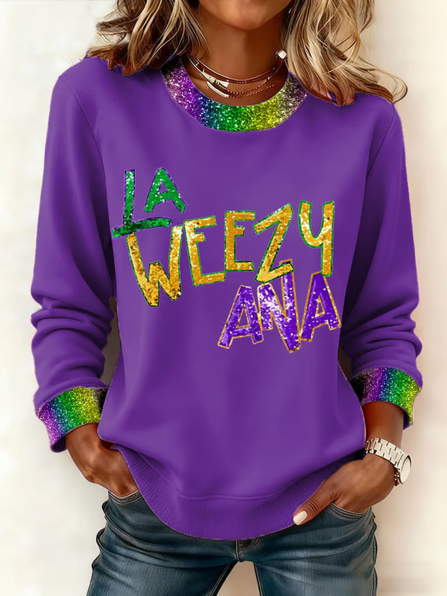 Women's  Louisiana Mardi Grass La Weezy Ana Sweatshirt