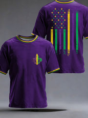Men's Mardi Gras Printed Casual T-Shirt