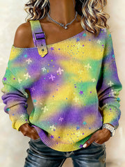 Women's Mardi Gras Print Casual Top