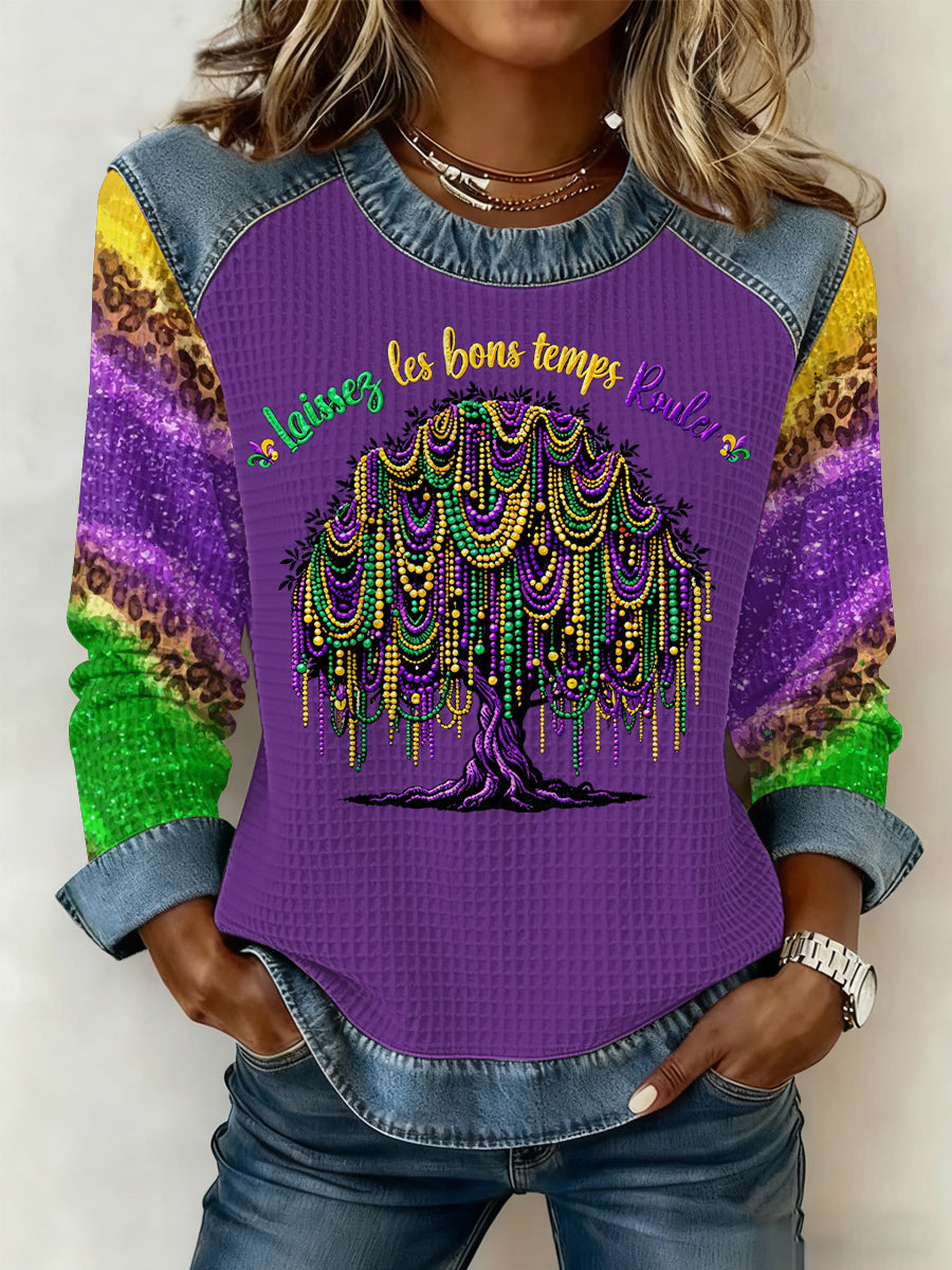 Women's Mardi Gras Waffle Sweatshirt