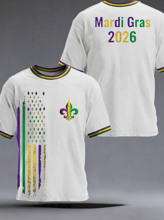 Men's Mardi Gras Printed Casual T-Shirt