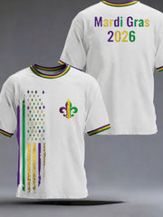 Men's Mardi Gras Printed Casual T-Shirt