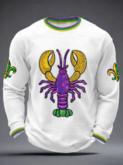 Men's Mardi Gras Lobster Fleur De Lis Print Casual Long Sleeve T-Shirt