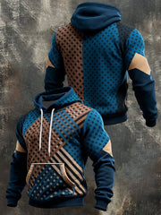 Men's Geometric Patterns Print Hoodie with Pocket
