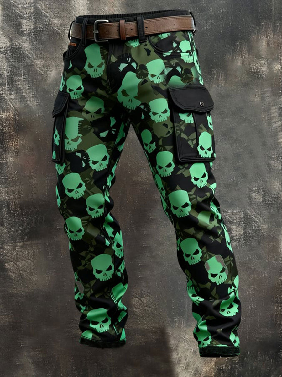 Men's Vintage Skull Camouflage Cargo Pants