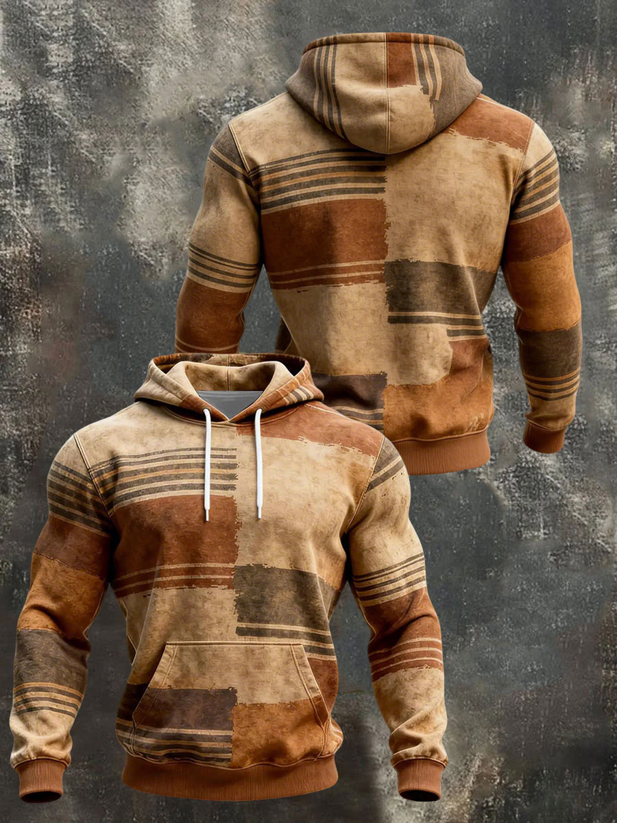Men's Geometric Patterns Print Hoodie with Pocket