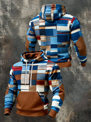 Men's Geometric Patterns Print Hoodie with Pocket