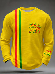 Men's One Love Rasta Lion Waffle Long Sleeve T-Shirt