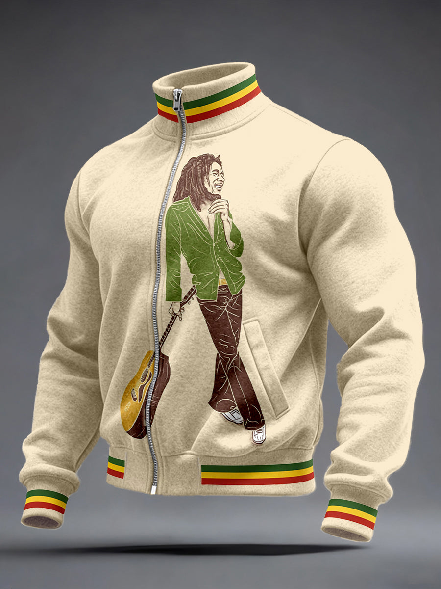 Men's Reggae Music Inspired Print Cardigan