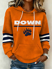 Women's Bear Down Football Fans Gameday Casual Waffle Hoodie
