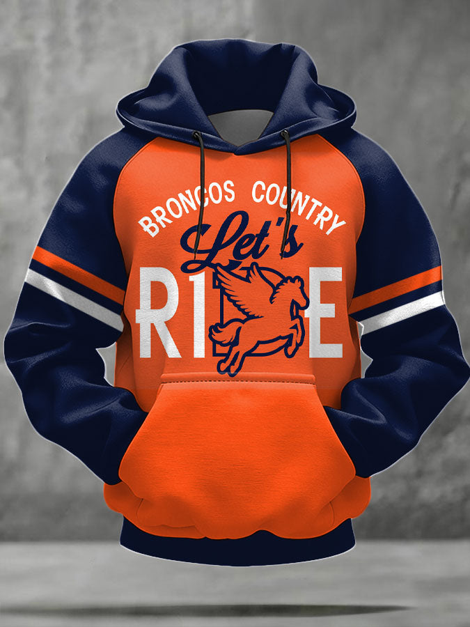 Unisex Let's Ride Horse Football Lover Print Hoodie